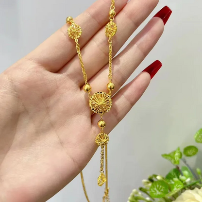 24K Gold Plated Circle Tassel Necklace